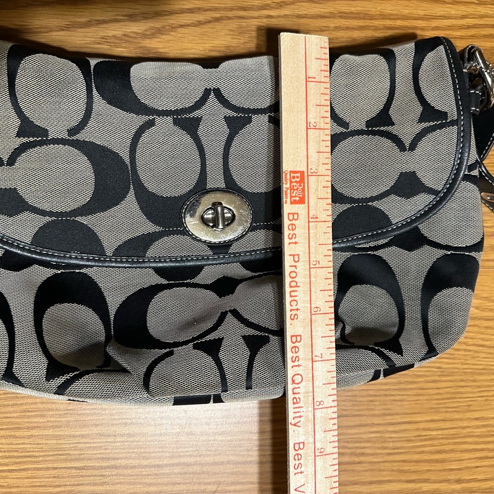 Vintage Coach Purse. Canvas and Leather Black and Cream